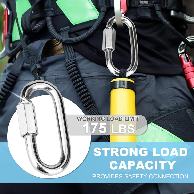 Vmuter 10 Pcs 1.5 Inch 316 Heavy Duty Stainless Steel Chain Quick Links, 175 Lbs Capacity Carabiner Locking Repair Connector Pets Keychain for Outdoor Traveling Equipment - Image 3